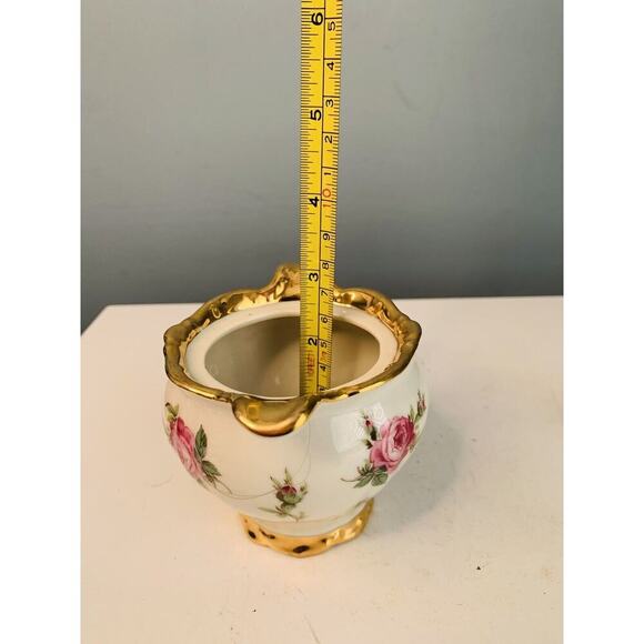 Bareuther Waldsassen Bavaria Pink Rose Porcelain Sugar Bowl w/ Gold Trim Handles - Picture 9 of 11